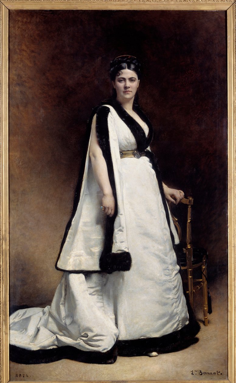 Pełnometrażowy portret dramatopisarki Madame Pasca (1835 - 1914). Obraz Leon Joseph Bonnat (1833 - 1922) autorstwa Leon Joseph Florentin Bonnat
