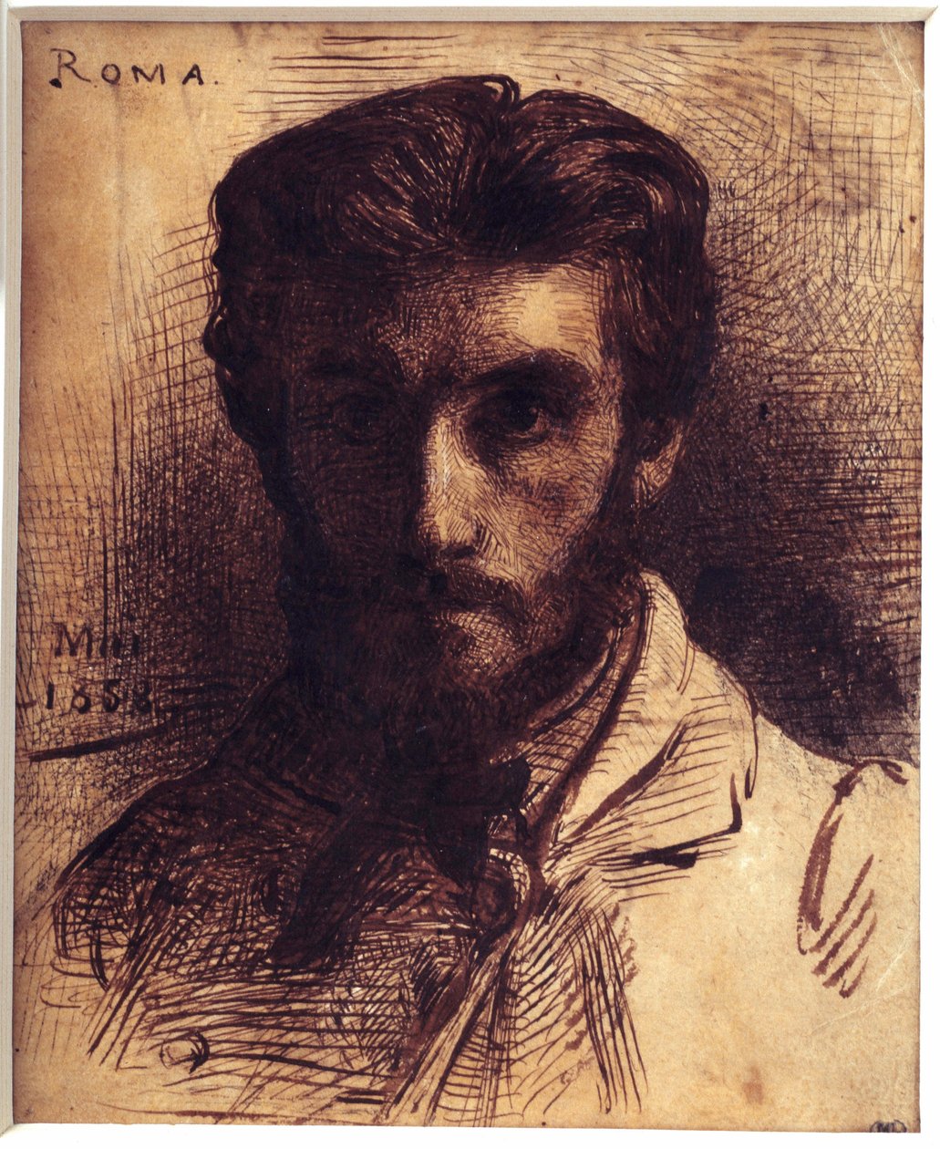 Autoportret Rysunek długopisem, lakierem i tuszem chińskim autorstwa Leona Josepha Bonnata (1833-1922). maj 1858. wym. 0,18 x 0,14 m. Paryż, Muzeum Orsay autorstwa Leon Joseph Florentin Bonnat