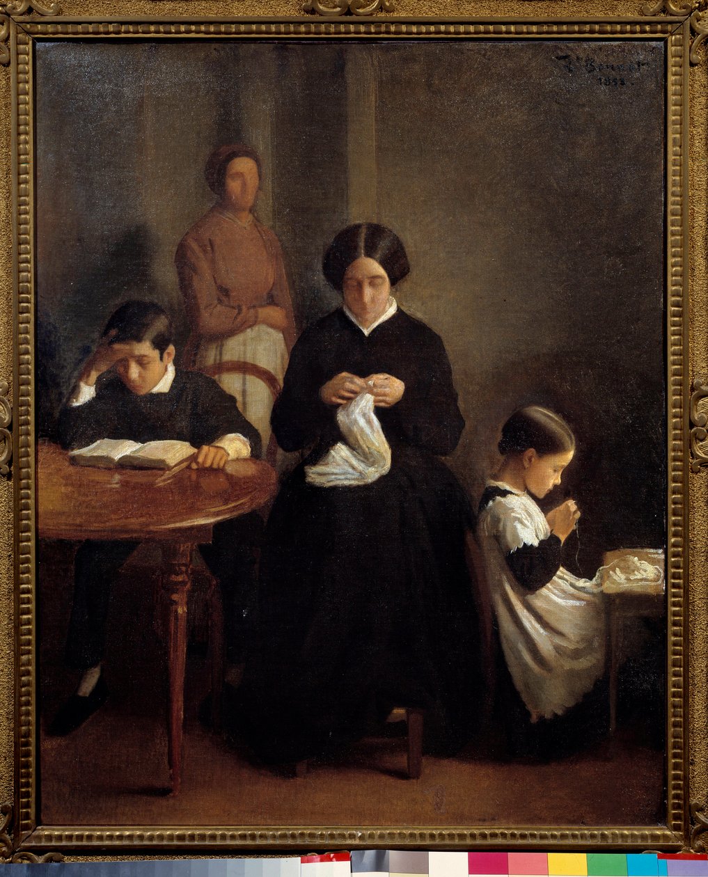 Brat Le jeune z rodziny artysty studiował, matka i siostra szyły. Obraz Leona Bonnata (1833-1922) 1853 Bayonne, Musee Bonnat. autorstwa Leon Joseph Florentin Bonnat