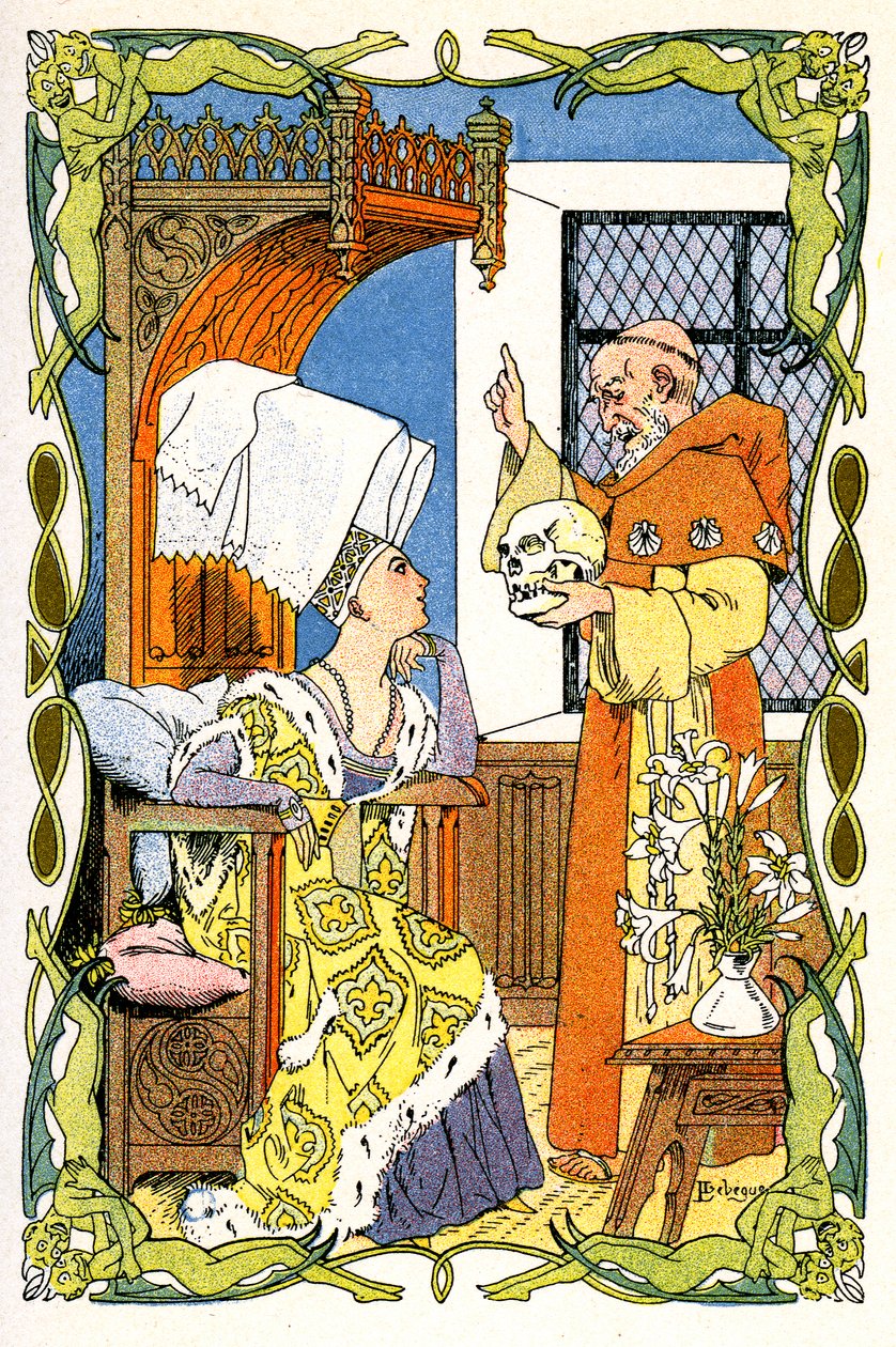 Frere Jean Turelure obecny w Dame Violante une tete de mort autorstwa Leon Lebegue