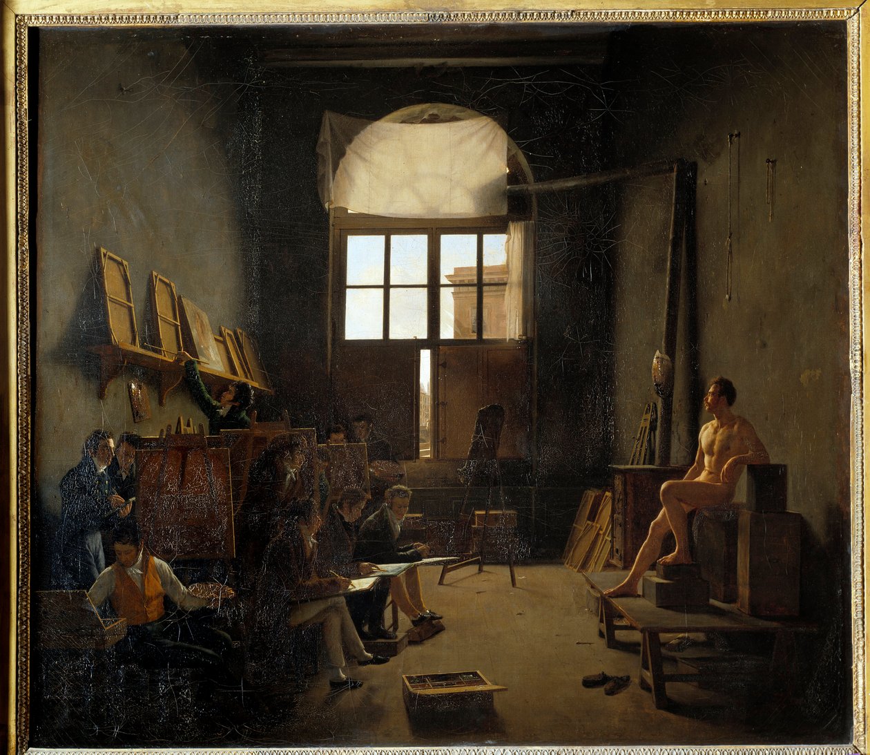 Wnętrze pracowni Dawida w Kolegium Czterech Narodów w 1814 (dzisiejszy Institut de France). Obraz Mathieu Cochereau (1793-1817) autorstwa Leon Mathieu Cochereau