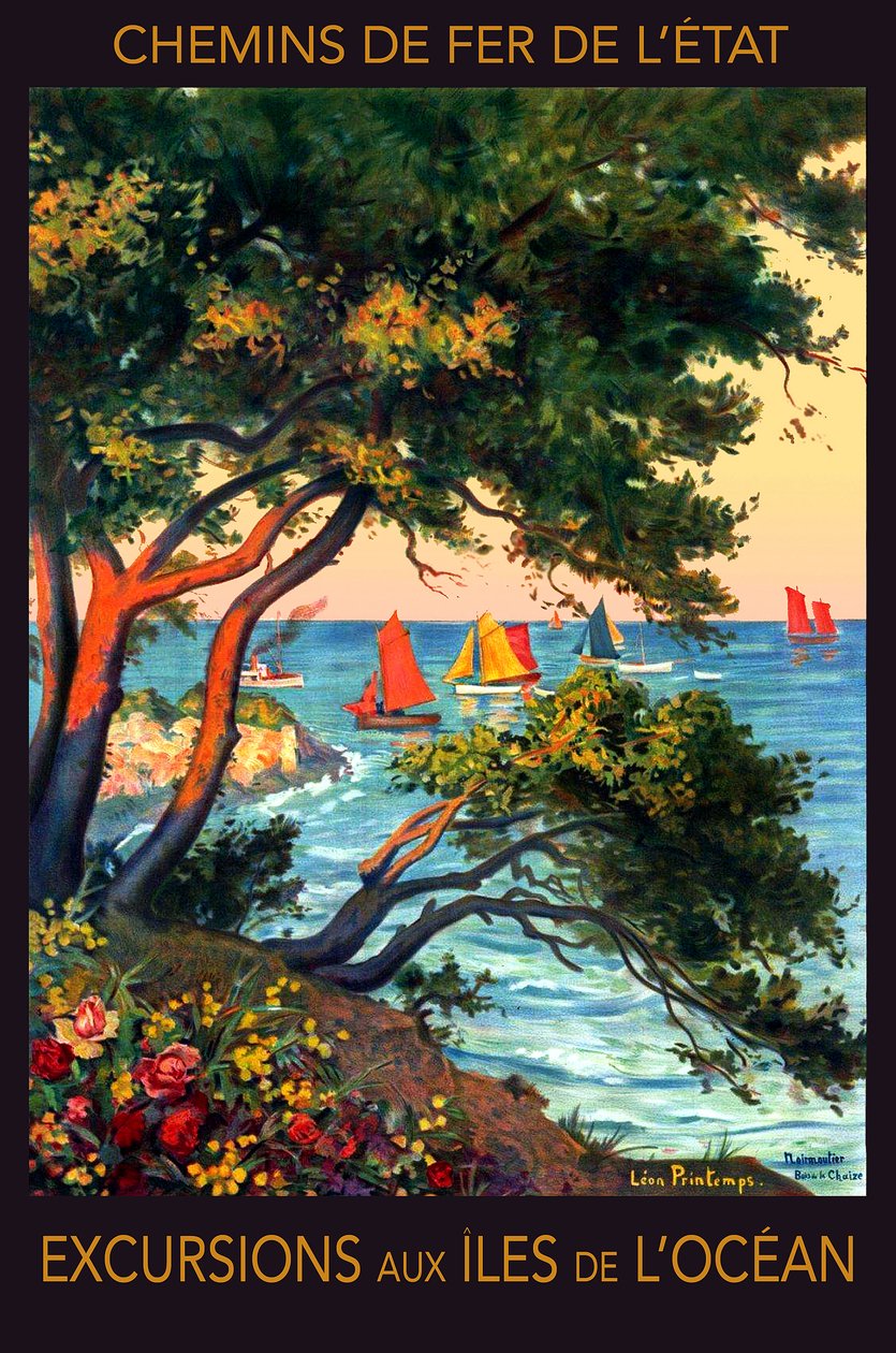 Wycieczki na wyspy Oceanu Atlantyckiego, Noirmoutier, początek XX w. (plakat) autorstwa Leon Printemps
