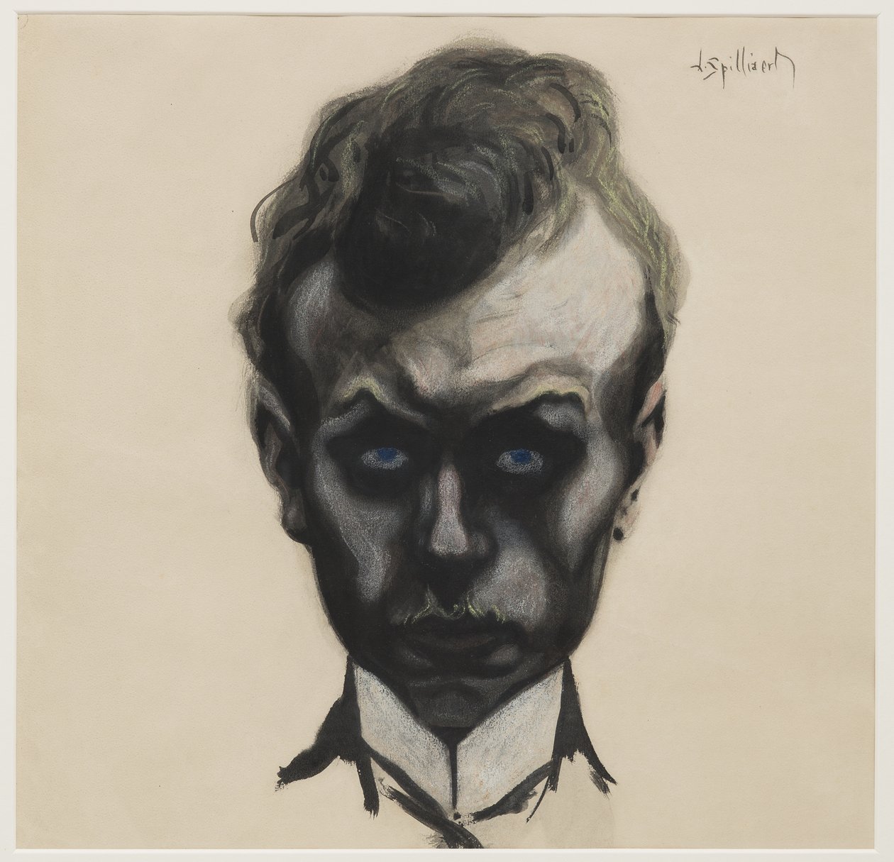 Autoportret, ok. 1903 r. (pędzel, czarny tusz i pastel na kremowym papierze tkanym) autorstwa Leon Spilliaert