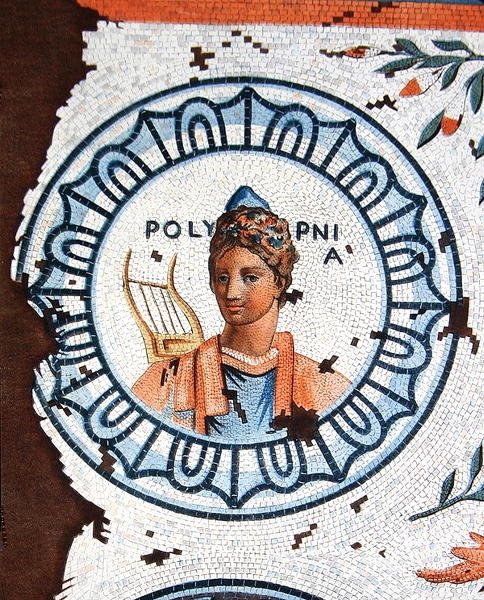 Polimnia, Muza Pieśni Sakralnej, Śpiewu, Oratorium i Retoryki (kolorystyka) autorstwa Leon de (after) Laborde