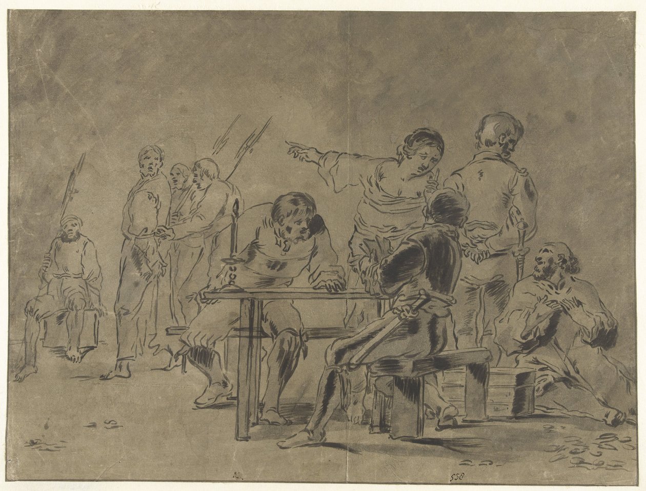 Piotr zapiera się Chrystusa autorstwa Leonaert Bramer