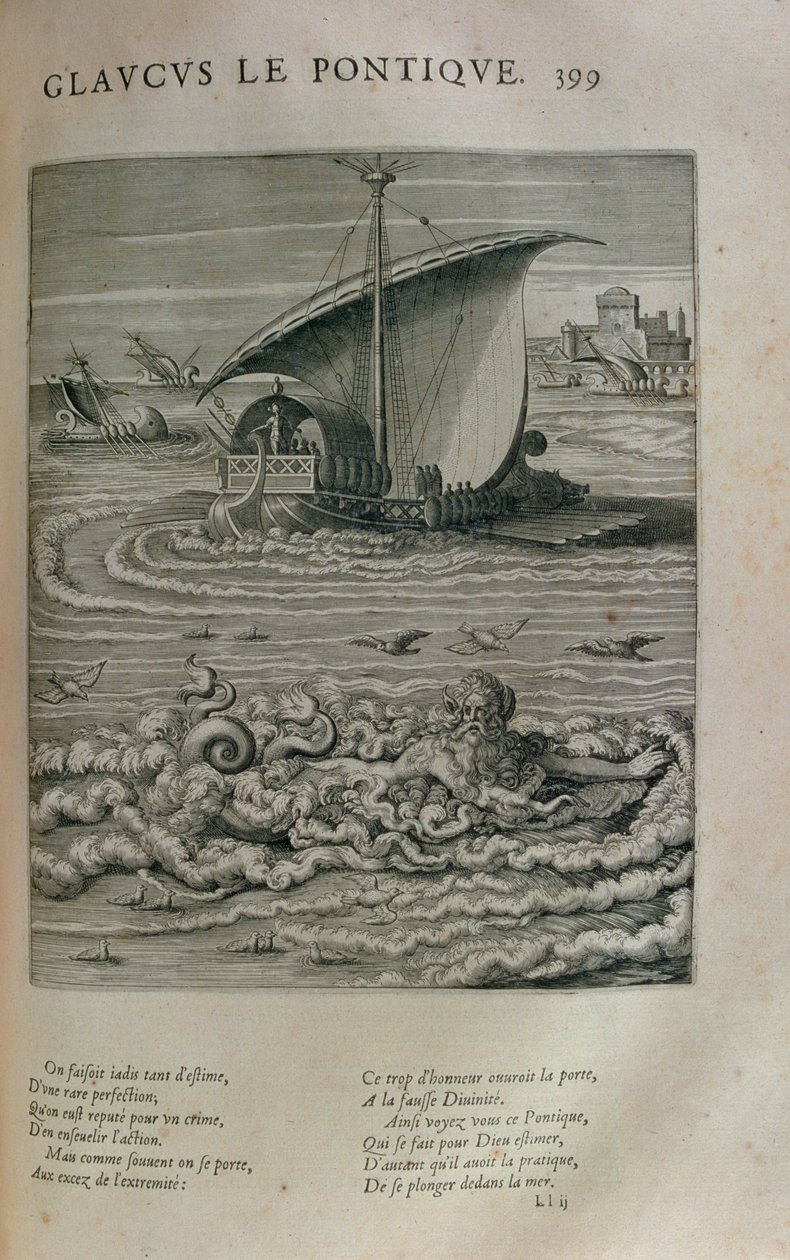 Glaucus, z „Les Images ou Tableaux de Platte Peinture des Deux Philostrates Sophistes Grecs”, Blaise de Vigenere (1523-96) Paryż, 1615 autorstwa Leonard Gaultier