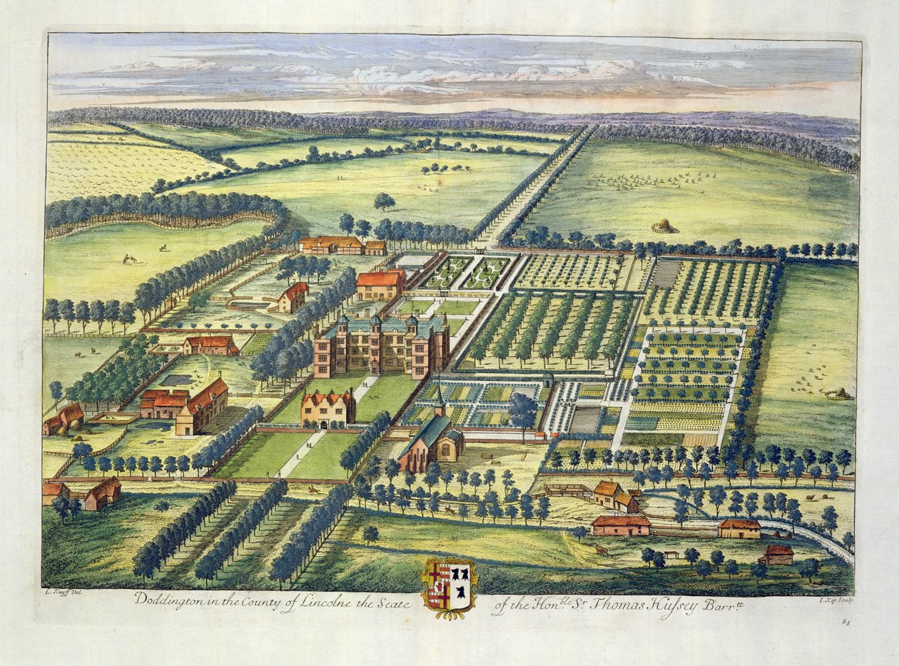 Doddington w hrabstwie Lincoln grawerowane przez Johannesa Kipa (ok. 1652-1722) autorstwa Leonard Knyff