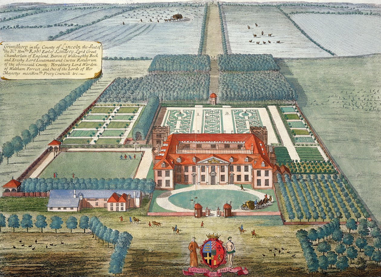 Grimsthorp w hrabstwie Lincoln wyryty przez Johannesa Kipa (ok. 1652-1722) autorstwa Leonard Knyff