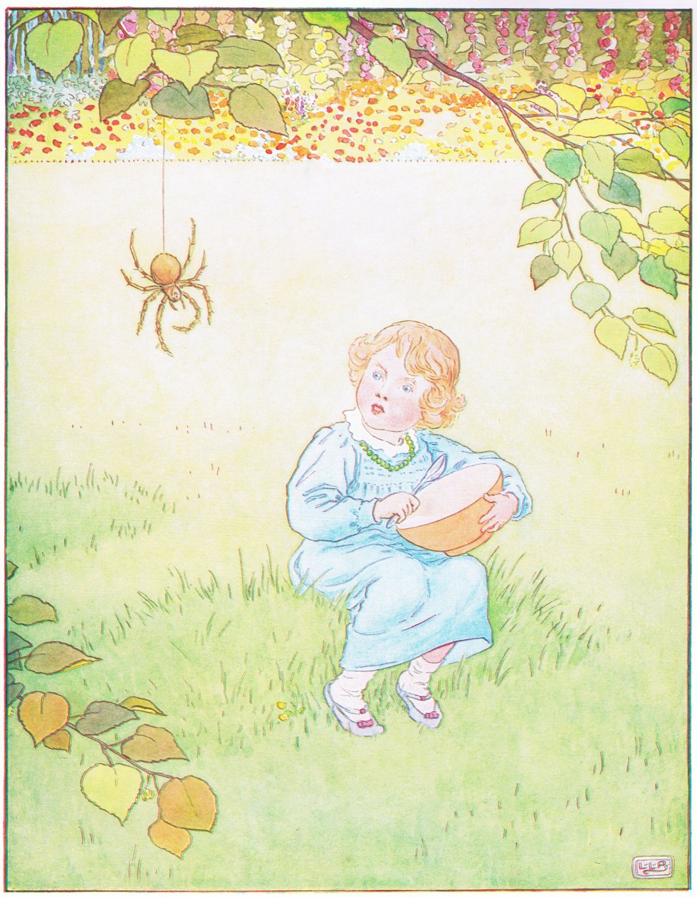 Mała Miss Muffett: przyszedł wielki pająk autorstwa Leonard Leslie Brooke