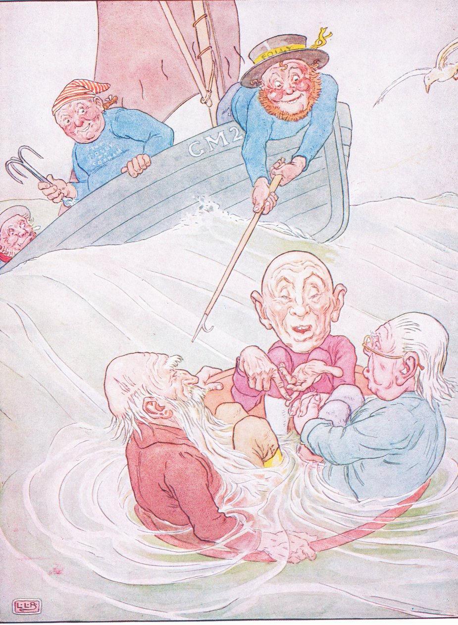 Trzech mędrców z Gotham poszło w morze w misce autorstwa Leonard Leslie Brooke