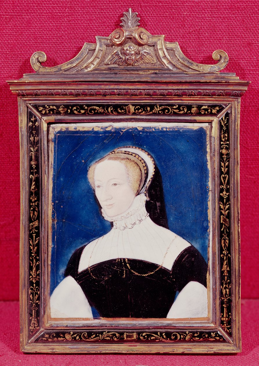 Portret prawdopodobnie Marguerite de Valois (1492-1549) (malowana emalia) autorstwa Leonard Limousin