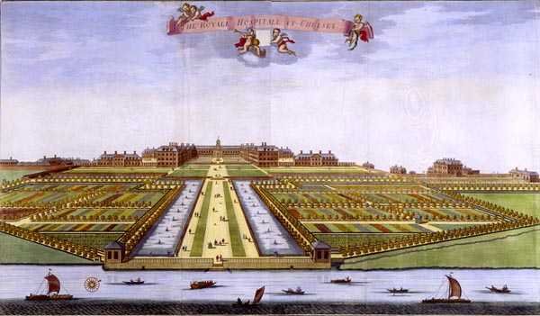 The Royal Hospital w Chelsey, z „Survey of London” grawerowanego przez Johannesa Kipa (ok. 1652-1722) autorstwa Leonard (after) Knyff