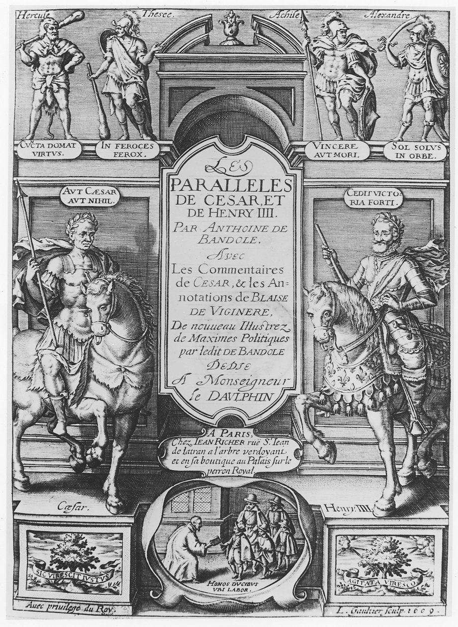 Frontyspis „Paralleles de Cesar et de Henry IV” Anthonie de Bandole, 1609 autorstwa Leonard Gaultier
