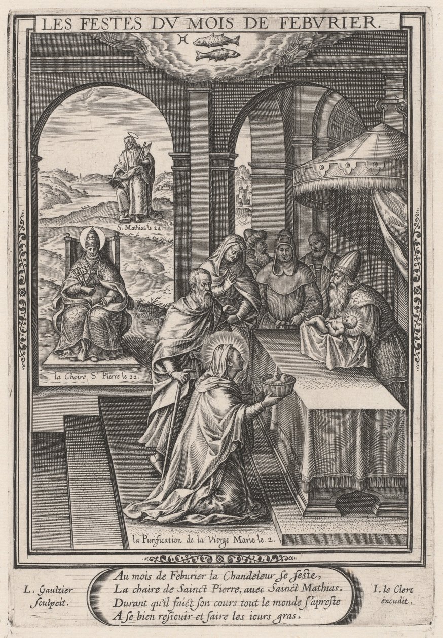 Les Festes du mois de Feburier (luty: Oczyszczenie Dziewicy) autorstwa Leonard Gaultier