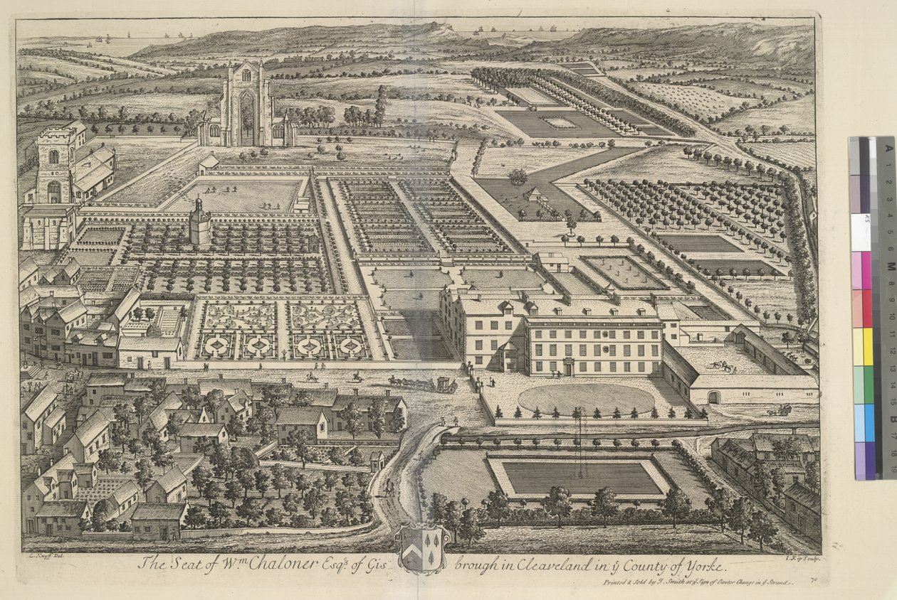 Guisborough, w Cleveland, w hrabstwie Yorke, z „Britannia Illustrata” autorstwa Leonard Knyff