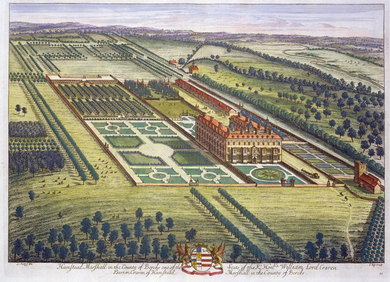 Hamstead Marshall w hrabstwie Berkshire wyryty przez Johannesa Kipa (ok. 1652-1722) autorstwa Leonard Knyff