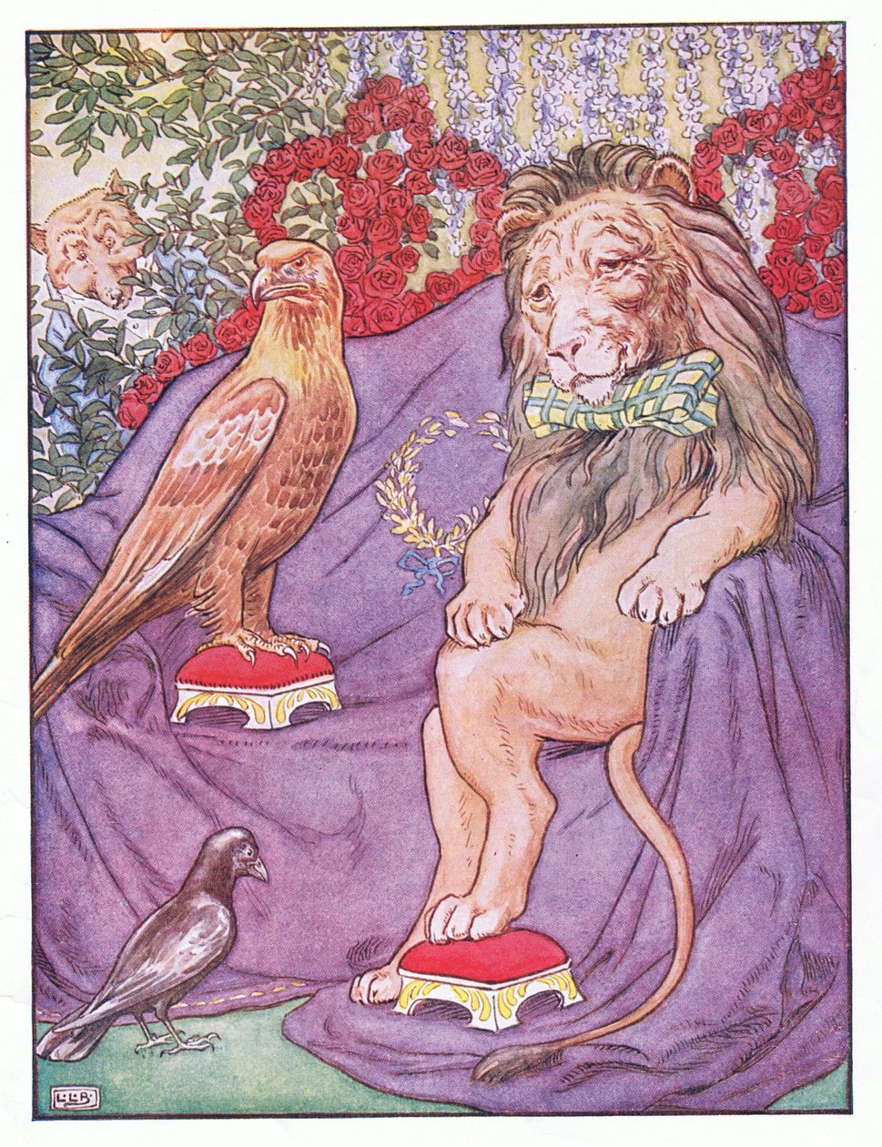 A orzeł wyglądał dość królewsko, ilustracja z „Przyjęcia Johnny Crow”, ok. 1930 r. autorstwa Leonard Leslie Brooke