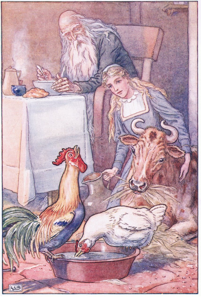 Ładne pisklęta i nakrapiana krowa, jaka będzie nasza odpowiedź teraz, lata 20. XX wieku autorstwa Leonard Leslie Brooke