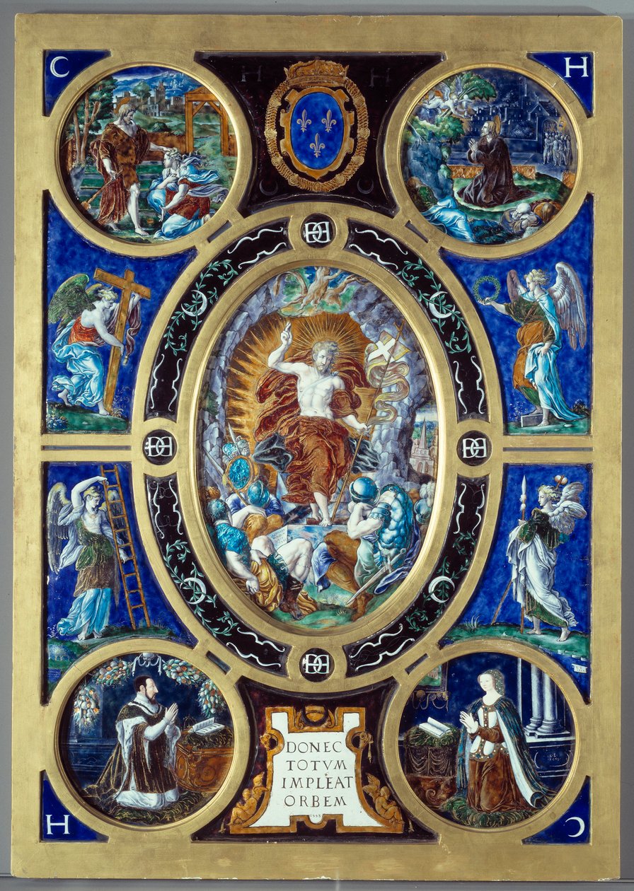 Ołtarz Kaplicy Świętej: Zmartwychwstanie. Malowana emalia Leonarda Limosina (1505-1577) autorstwa Leonard Limosin
