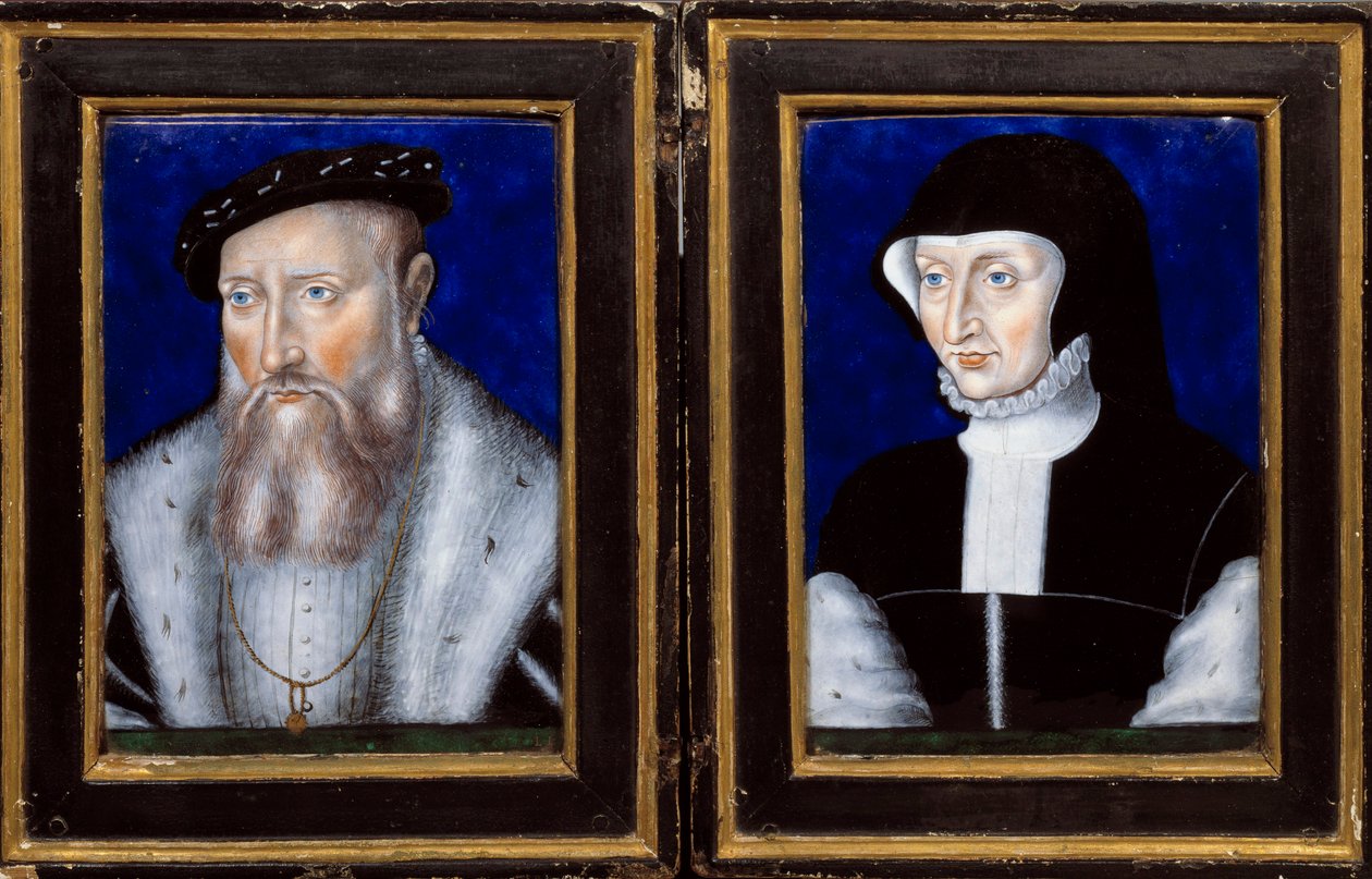 Portret Claude de Lorraine (1496-1550), księcia Guise i Antoniny Bourbon Vendome (1494-1583), jego żony Enamel pędzla Leonarda Limosina (1505-1577) ok. 1550 r. Słońce. 0,25x0,2 m Ecouen, Musee national de la renesans autorstwa Leonard Limosin
