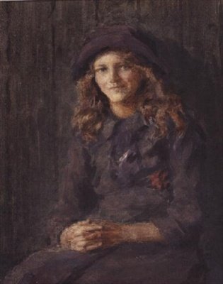 Młoda dziewczyna w fioletowym kapeluszu, ok. 1918 (akwarela) autorstwa Leonard Skeats