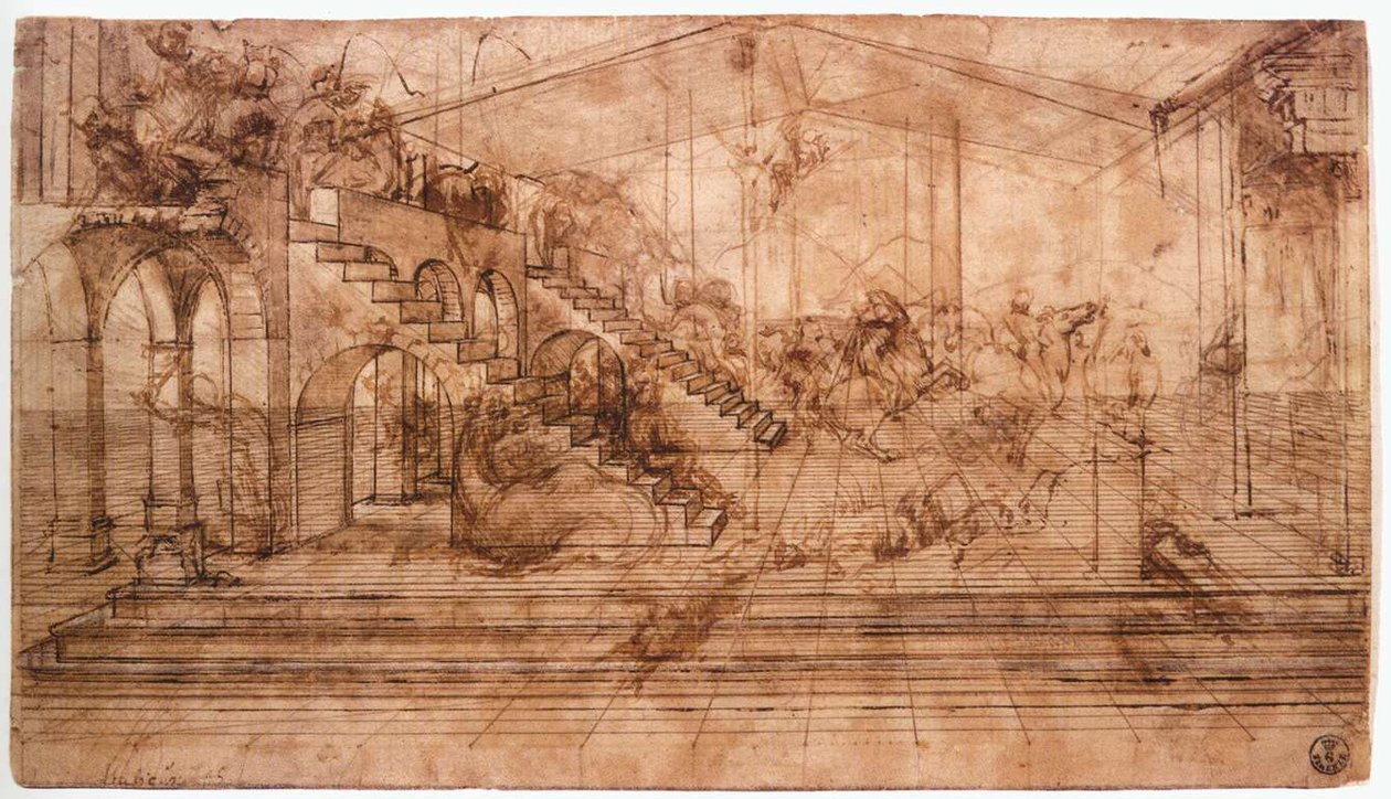 Studium perspektywiczne Pokłonu Trzech Króli Opis LEONARDO da Vinci Studium perspektywiczne Pokłonu Trzech Króli autorstwa Leonardo da Vinci