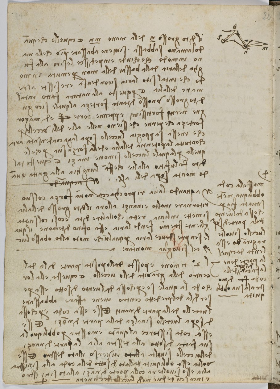 Kodeks lotu ptaków, c. 1505-06, rękopis papierowy, cc. 18, arkusz 13 odw autorstwa Leonardo da Vinci
