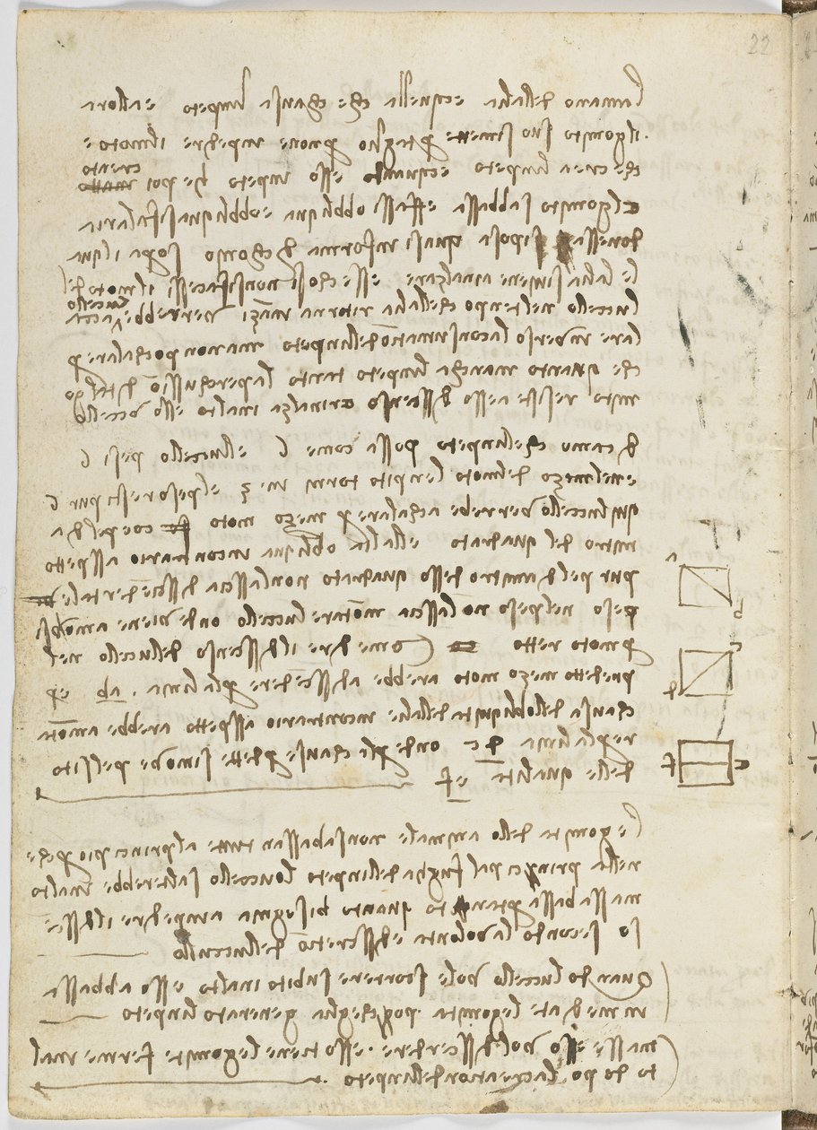 Kodeks lotów ptaków, ok. 1505-06, rękopis papierowy, k. 18, arkusz 14 verso autorstwa Leonardo da Vinci