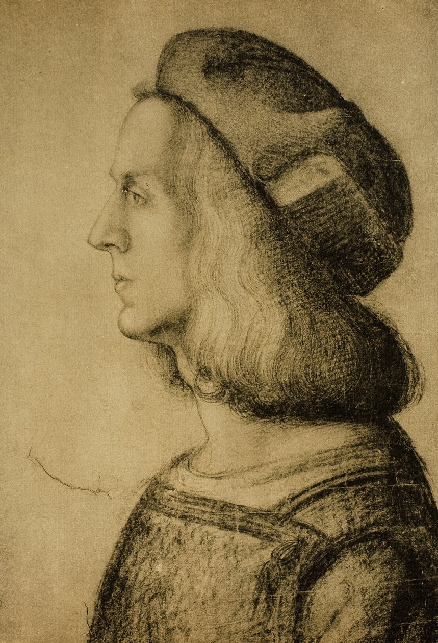 Popiersie mężczyzny z profilu, rysunek Leonarda da Vinci. Gabinet Rysunków i Grafiki, Galeria Uffizi, Florencja autorstwa Leonardo da Vinci