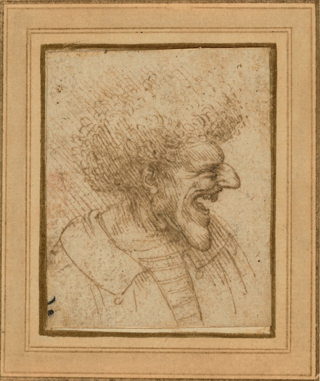 Karykatura mężczyzny z krzaczastymi włosami, ok.1495 autorstwa Leonardo da Vinci