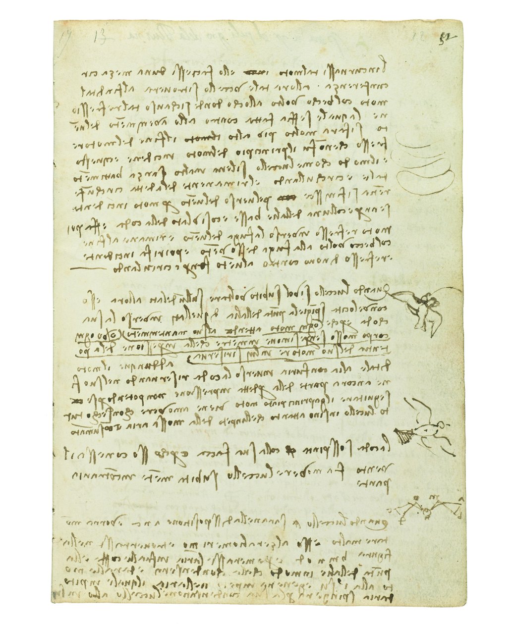 Kodeks lotu ptaków, Folio 12 recto autorstwa Leonardo da Vinci