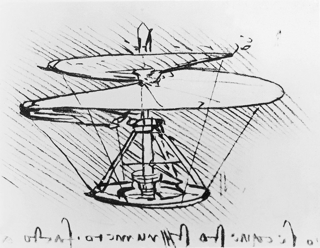 Szczegół projektu latającej maszyny, c.1488 długopis i atrament na papierze autorstwa Leonardo da Vinci
