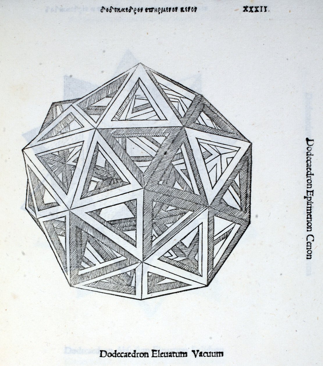 Dwunastościan podwyższona próżnia, ilustracja z „Boskiej proporcji” Luca Pacioli (ok. 1445-1517), pierwotnie wyd. Wenecja, 1509 autorstwa Leonardo da Vinci