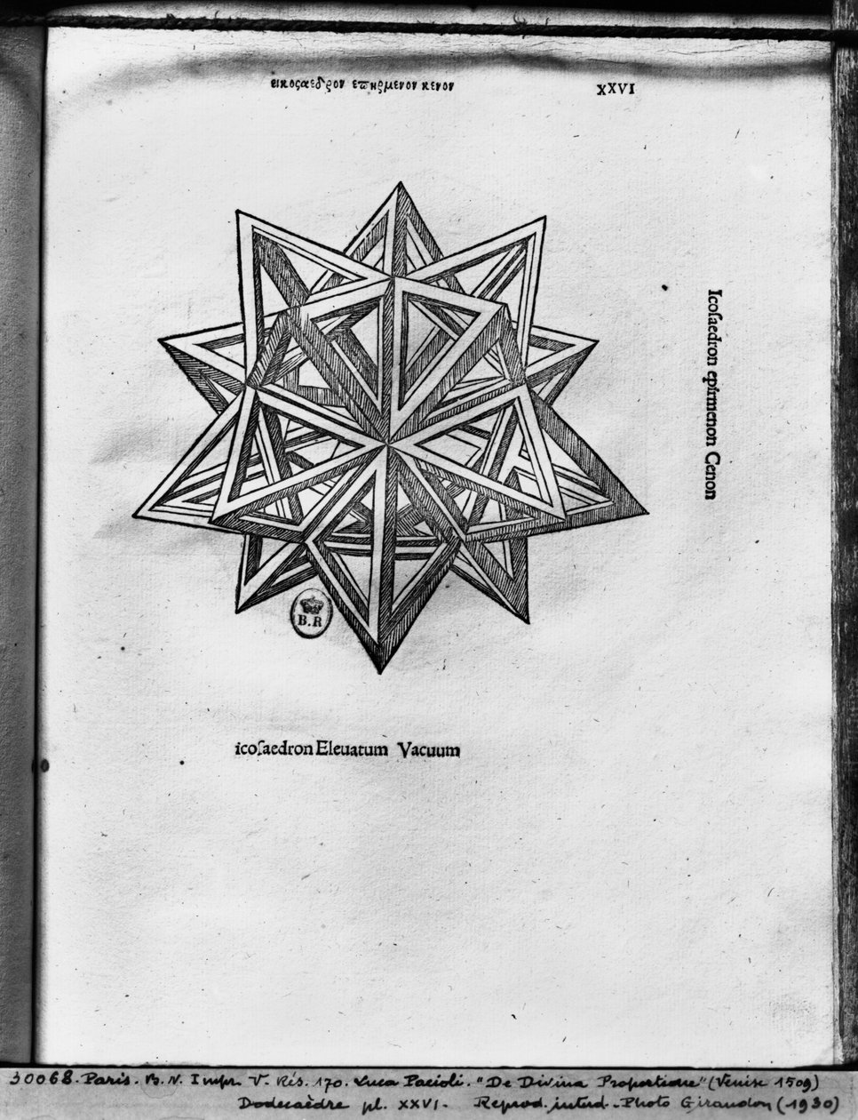 Dwunastościan, z „De Divina Proportione” Luca Pacioli, opublikowany 1509, Wenecja autorstwa Leonardo da Vinci