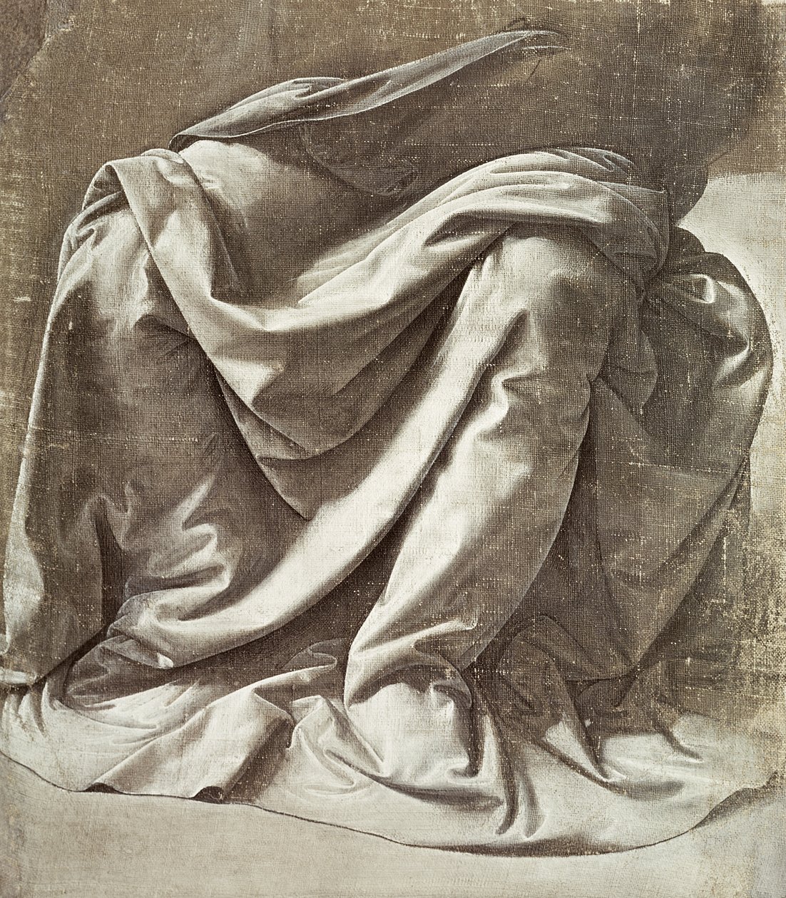Studium draperii dla postaci siedzącej, ok. 1475-80 (płótno) autorstwa Leonardo da Vinci