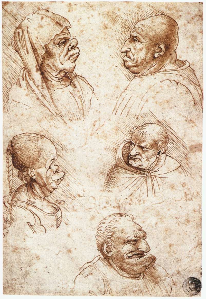 Pięć karykaturalnych głów autorstwa Leonardo da Vinci