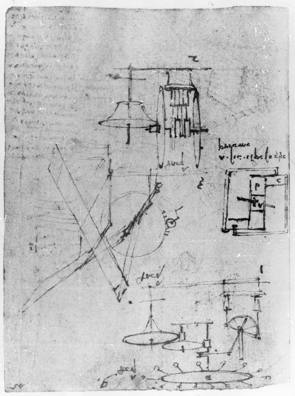Fol. 45r, z kodeksu Forster III, lata 1480-1494 (pióro i tusz na papierze) autorstwa Leonardo da Vinci