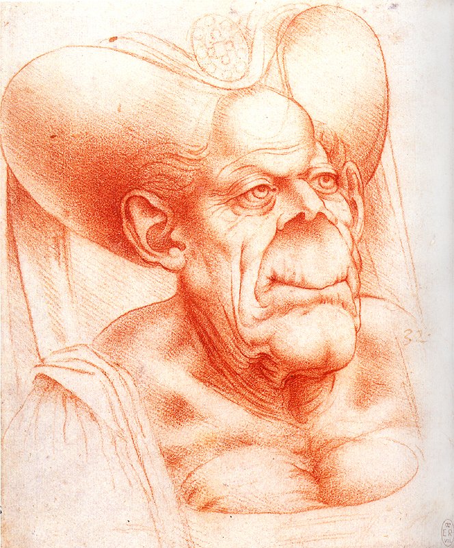 Groteskowa głowa autorstwa Leonardo da Vinci