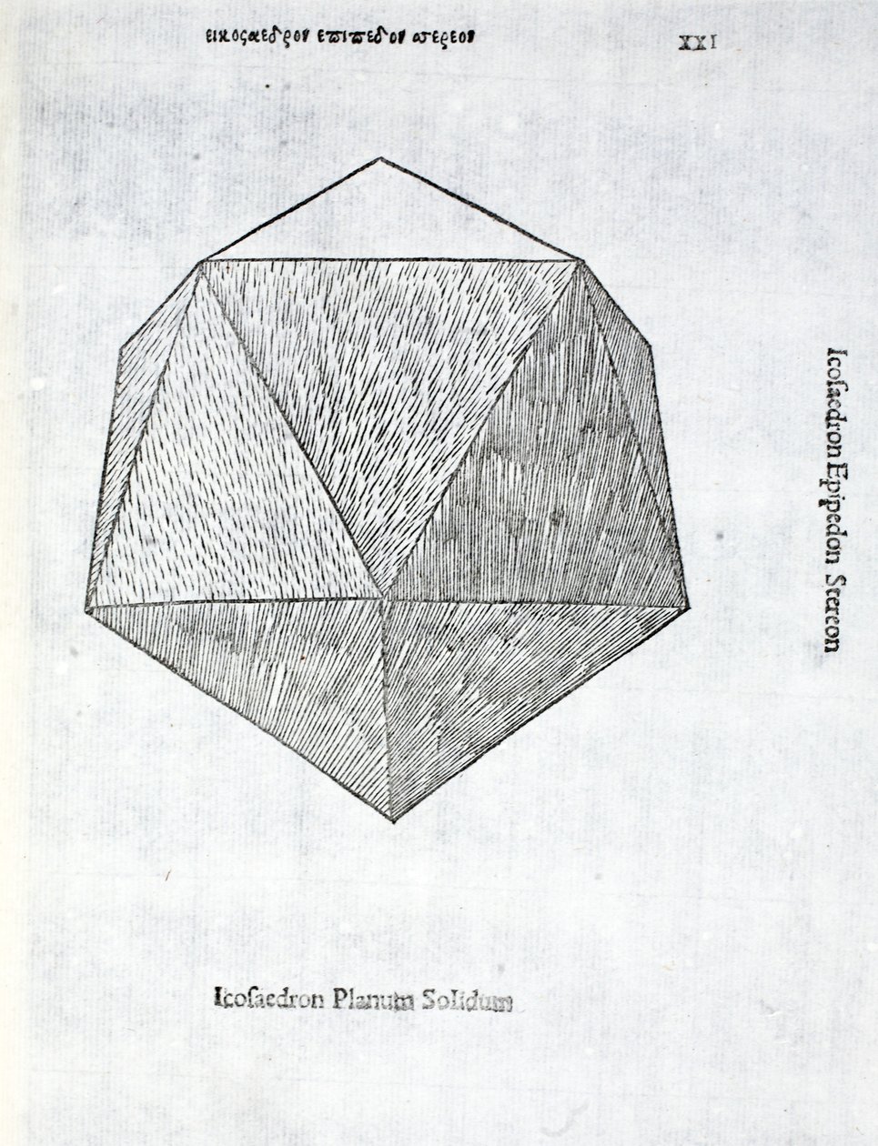 Solidny samolot Icosaedron, ilustracja z „Divine Proportion” Luca Pacioli (ok. 1445-1517), pierwotnie wyd. Wenecja, 1509 autorstwa Leonardo da Vinci