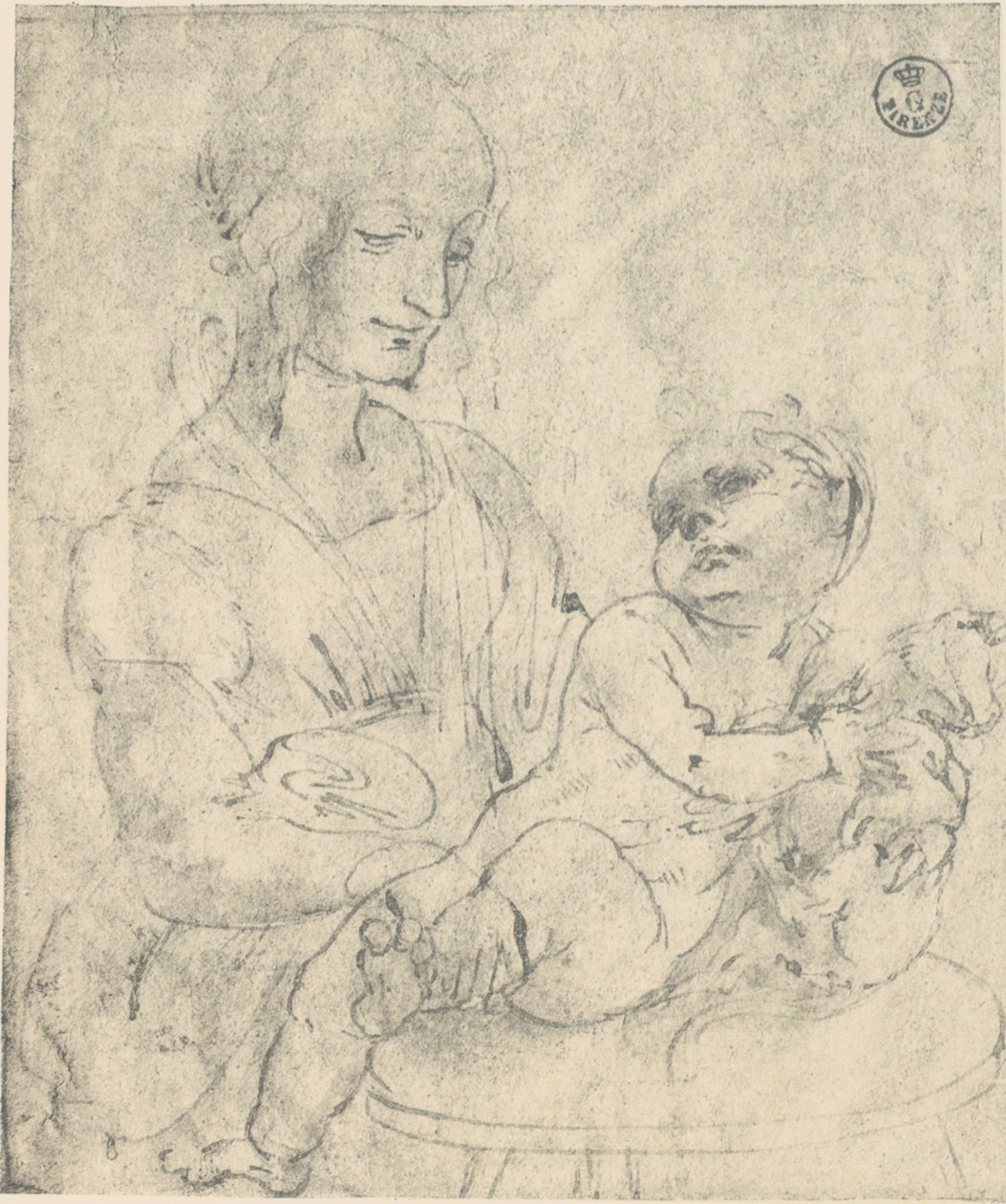 Matka Boska z Dzieciątkiem głaszcząca kotka, rysunek Leonarda da Vinci w Galerii Uffizi autorstwa Leonardo da Vinci