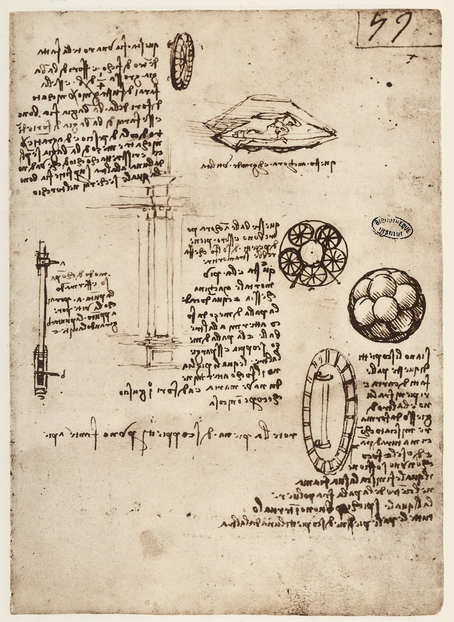 MS B 2173 f.59r، د نظامي وسلو مطالعه، 1488-90 پولی autorstwa Leonardo da Vinci