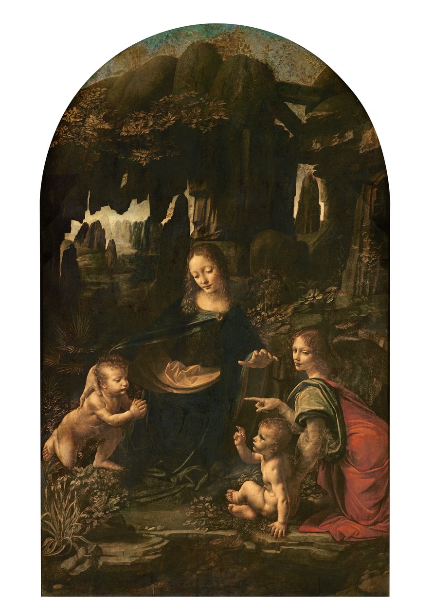 Madonna of the Rocks, ok. 1478 (olej na desce przeniesiony na płótno) (patrz także 2038) autorstwa Leonardo da Vinci