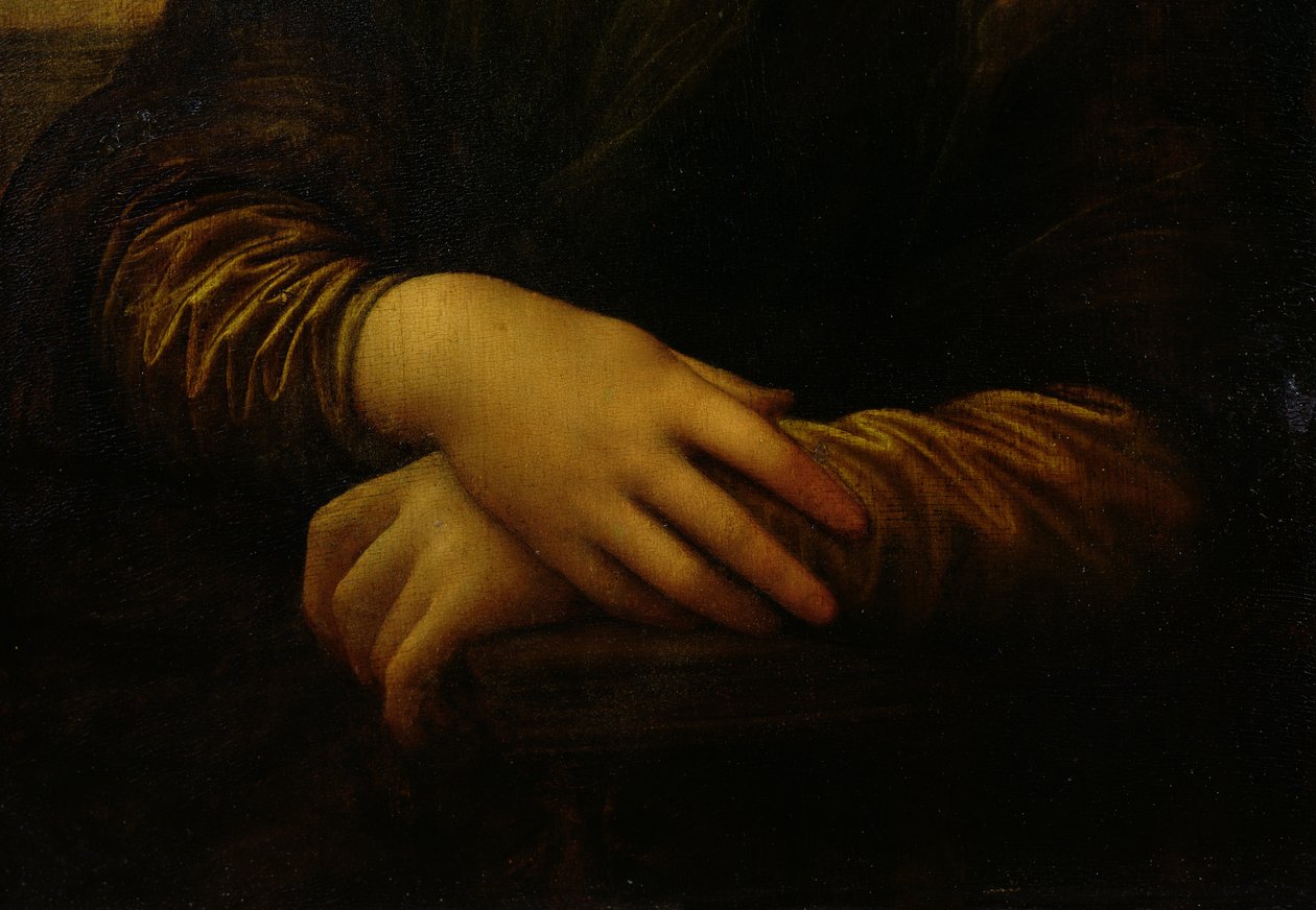Mona Lisa, fragment jej rąk, ok.1503-06 autorstwa Leonardo da Vinci