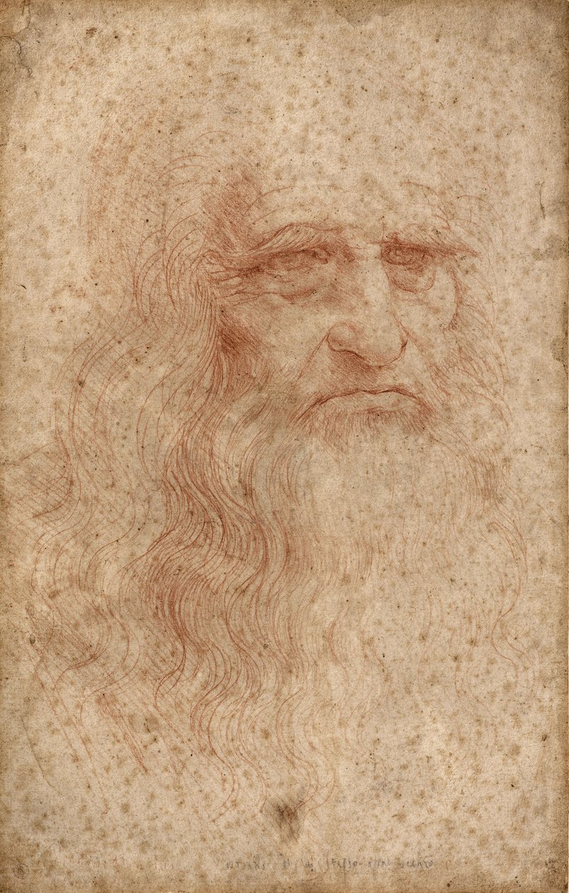Autoportret, ok. 1515-16 (krew na białym papierze) autorstwa Leonardo da Vinci
