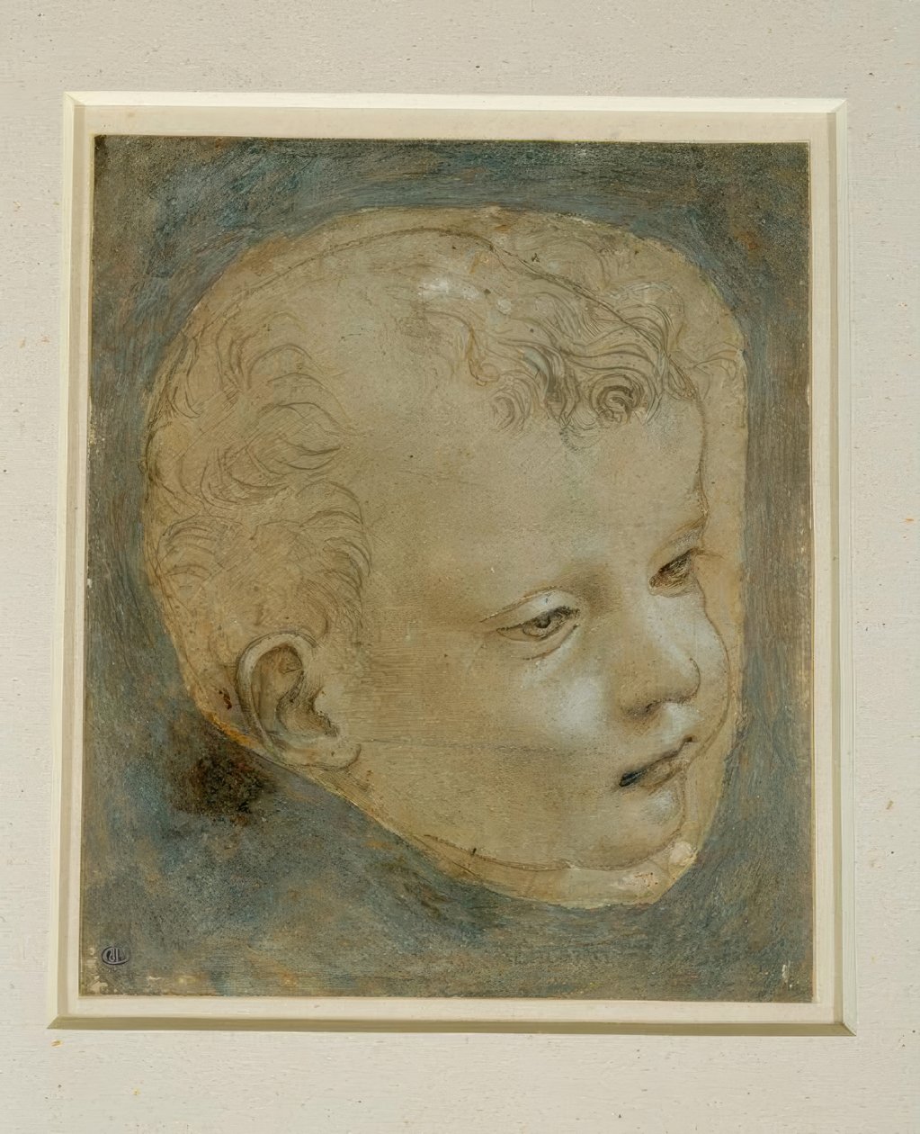 Przyjrzyj się głowie chłopca w profilu w trzech czwartych po prawej stronie autorstwa Leonardo da Vinci