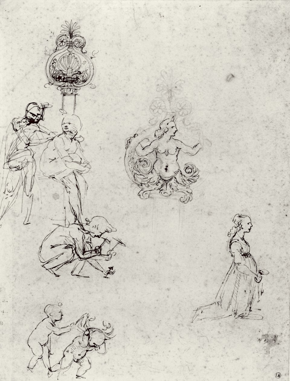 Badania Figur i Zdobień, ok. 1480-82 (pióro i atrament oraz metalowa końcówka) autorstwa Leonardo da Vinci