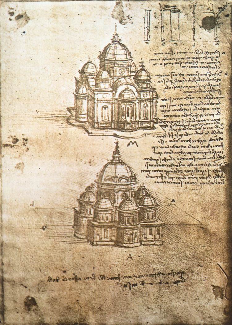 Studia budynków na planie centralnym autorstwa Leonardo da Vinci