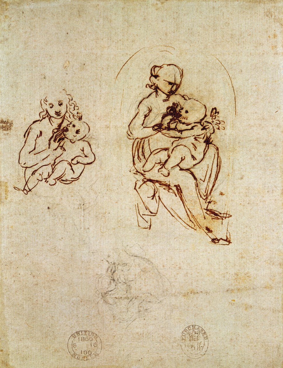 Studium dla Dziewicy z Dzieciątkiem, ok. 1478-1480 (tusz i ołówek na papierze) autorstwa Leonardo da Vinci