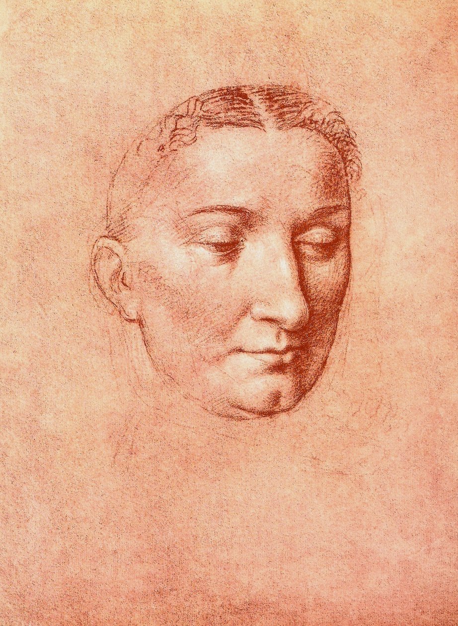 Studium dla głowy świętego, rysunek Leonarda da Vinci. Gallerie dell