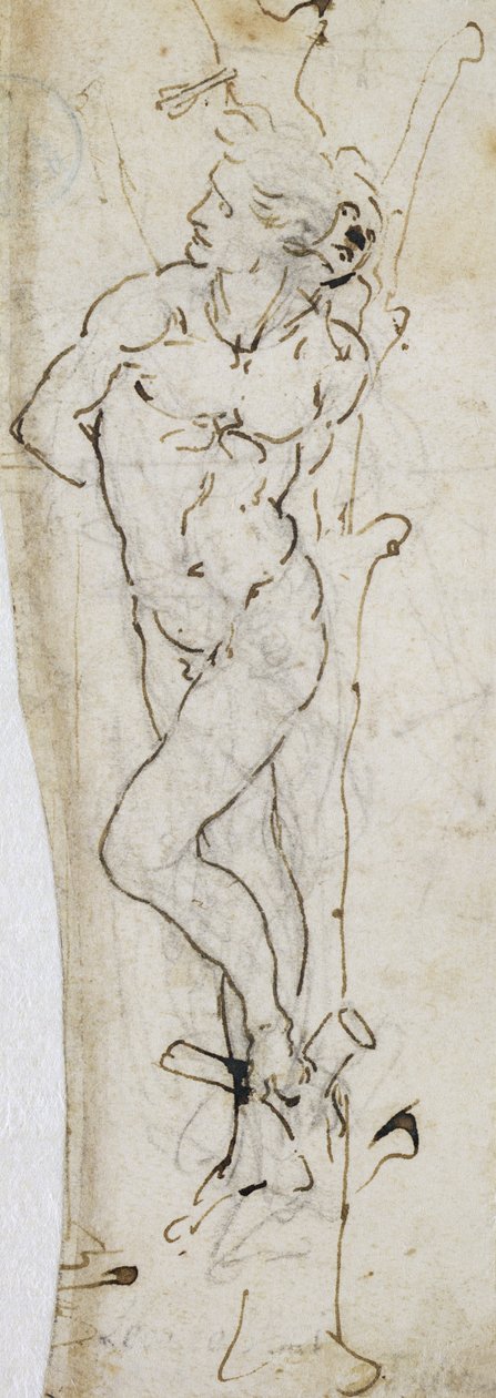 Studium św. Sebastiana, 1480-81 (pióro i tusz na ołówku na papierze) autorstwa Leonardo da Vinci